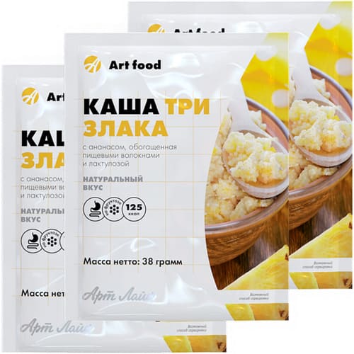 Каша Три злака с ананасом низкокалорийная Из кукурузы, пшена и ржи ART FOOD (1 шт.)