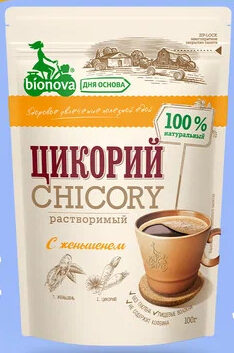 Цикорий растворимый Bionova® с женьшенем 100г.