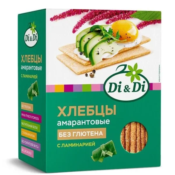Хлебцы без глютена амарантовые с ламинарией "Di&Di".