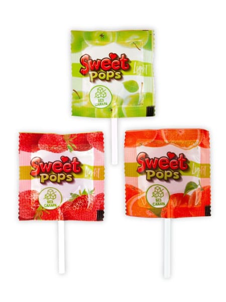 Леденец без сахара SWEET POPS Light на палочке клубника (1 шт.)